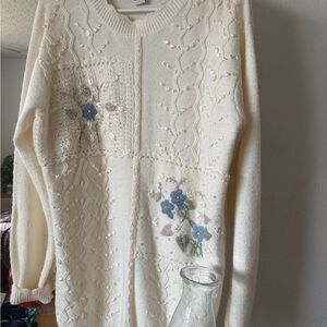 Vintage Cottagecore Floral Embroidered Sweater